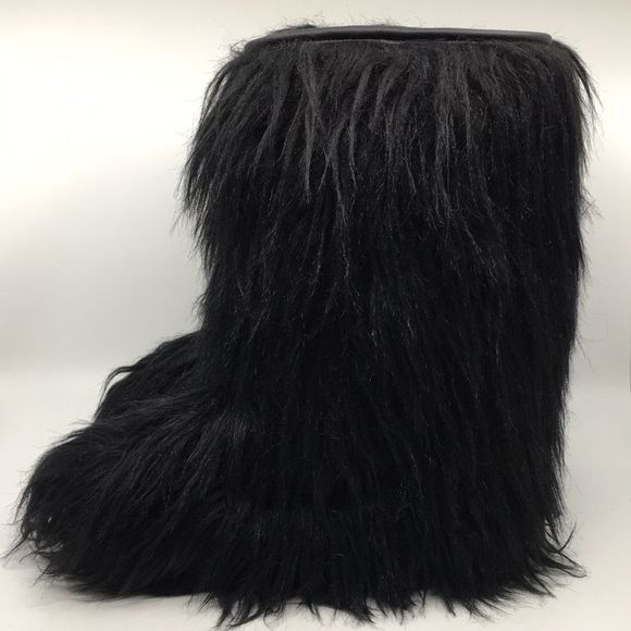 Women's Black Faux Fur Winter Boots - Picture 5 of 16